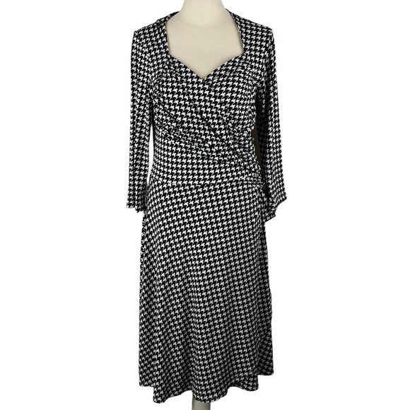 Like new! LEOTA Black and white Houndstooth Sweetheart Neckline Dress Si… - Picture 1 of 16